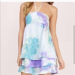 Halter neck tie-dye mini dress